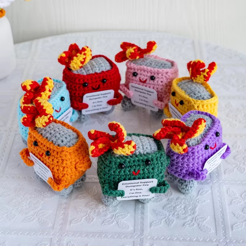 Home Textiles Today - Boneka Dumpster Fire Rajutan Tangan -