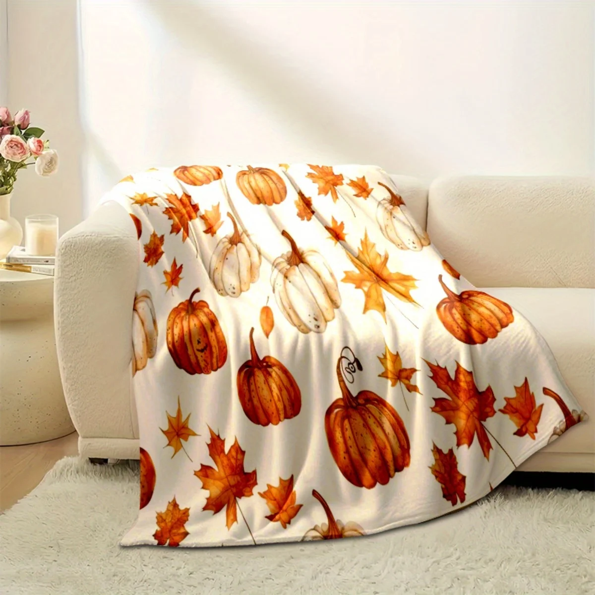 Home Textiles Turkey - Selimut Thanksgiving – Motif Labu, Kalkun