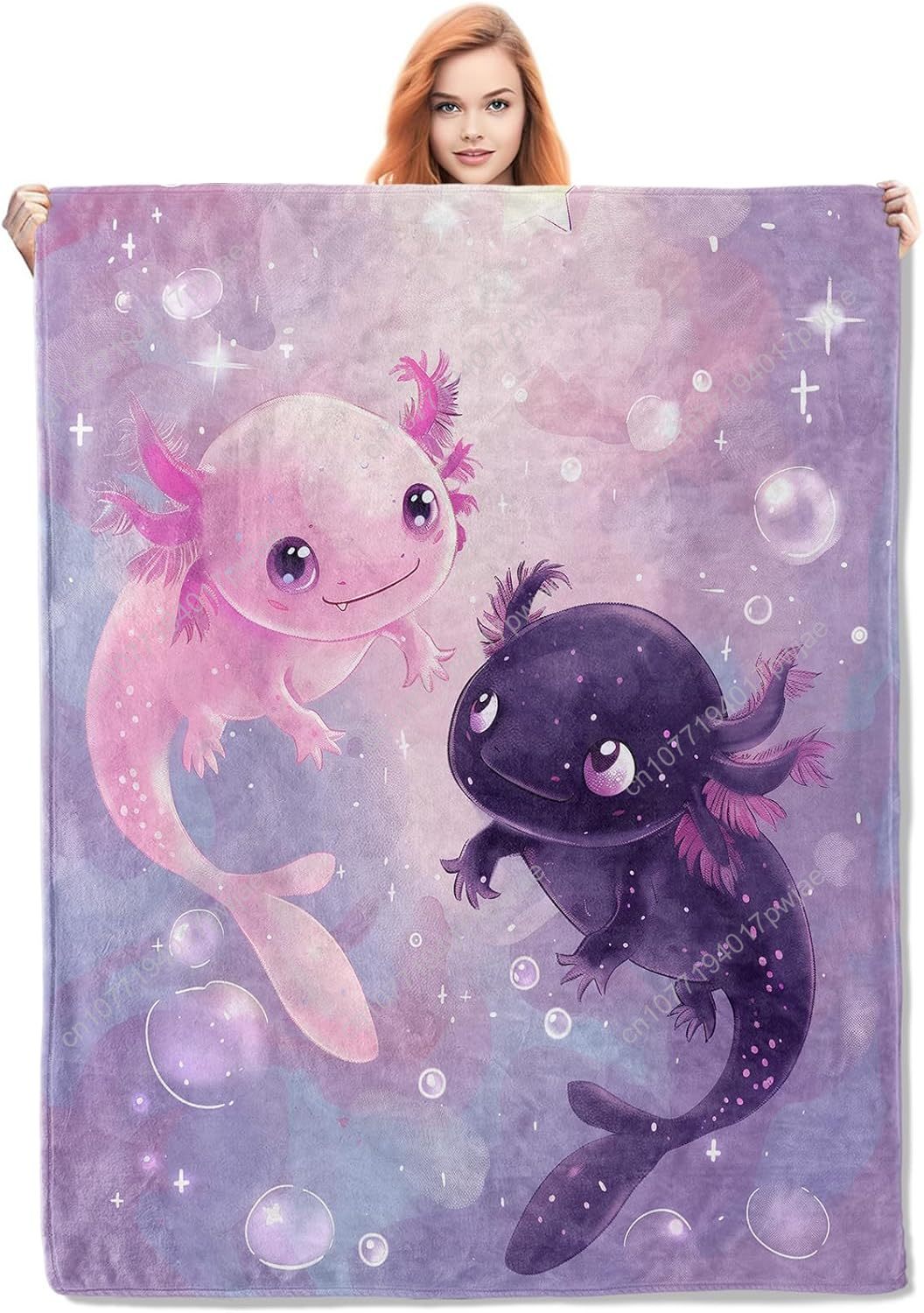 Home Textiles & Furnishings - Selimut Axolotl Lucu Selimut Flanel Axolotl
