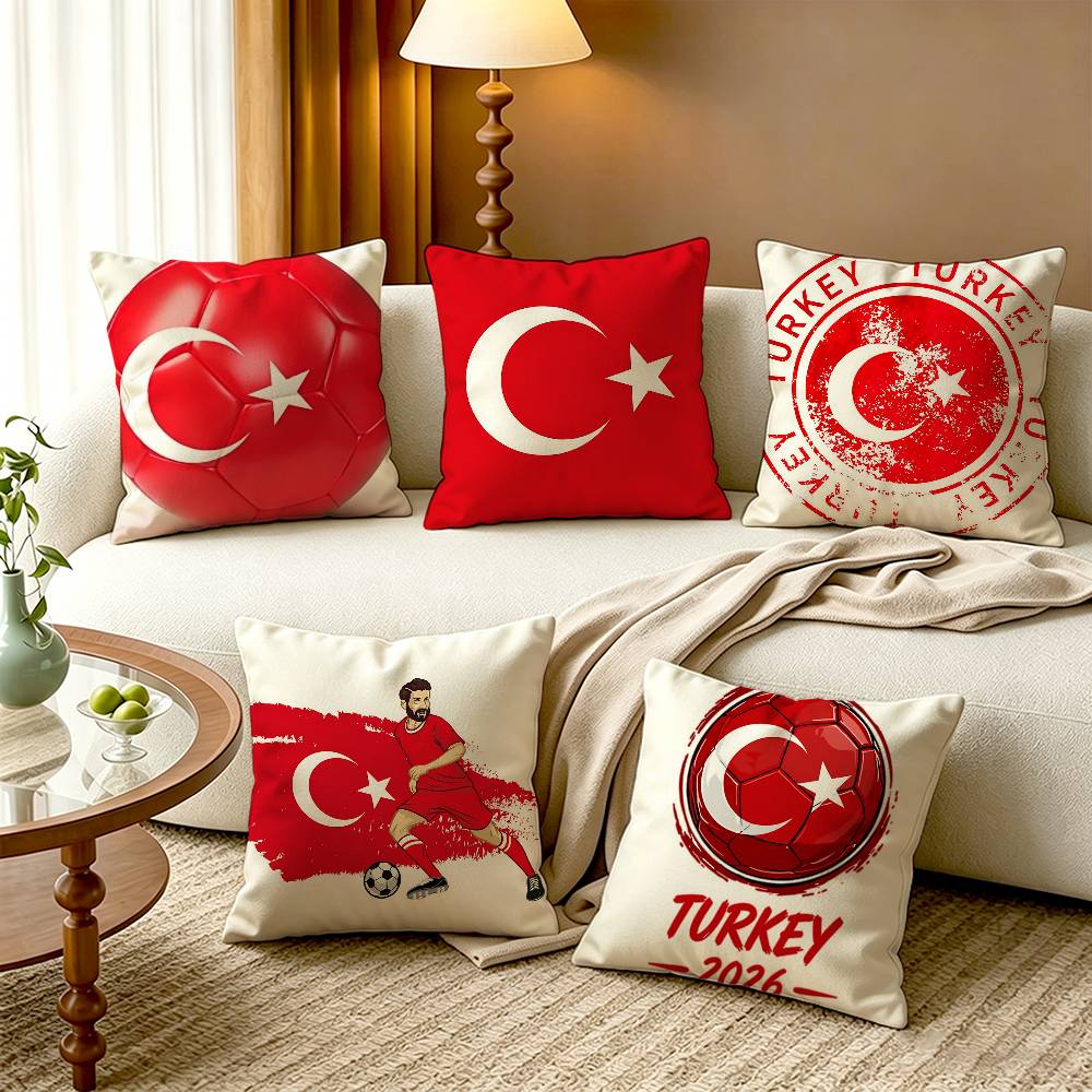 Home Textiles Turkey - Sarung Bantal Persegi Katun Linen Bendera
