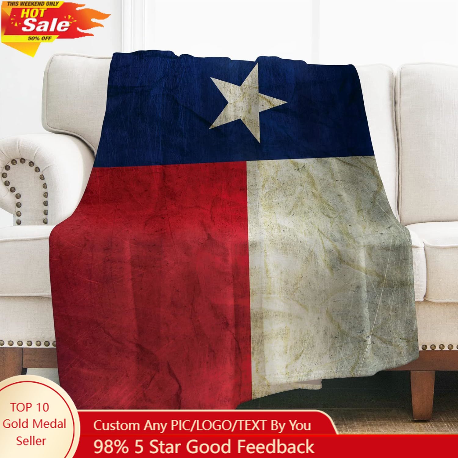 Home Textiles & Furnishings - Selimut Bendera Texas Levens, Hadiah untuk