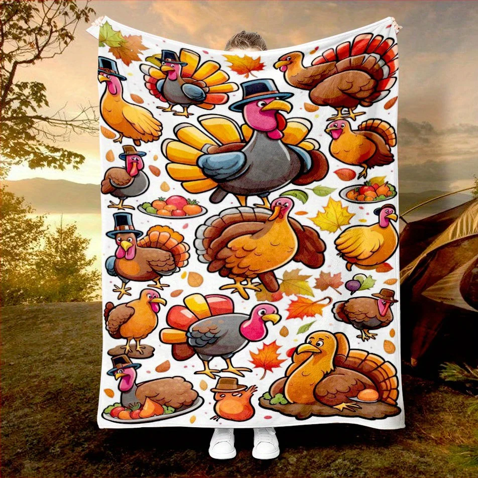 Home Textiles Turkey - Selimut Thanksgiving Turki Tema Musim Gugur