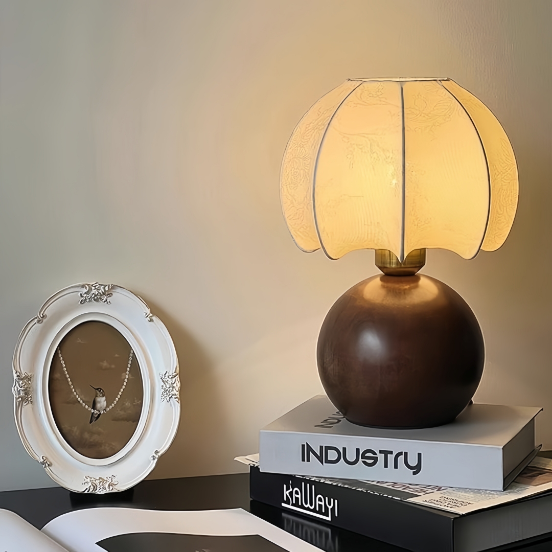 Home Textiles & Furnishings - Lampu meja bermotif bunga vintage, lampu
