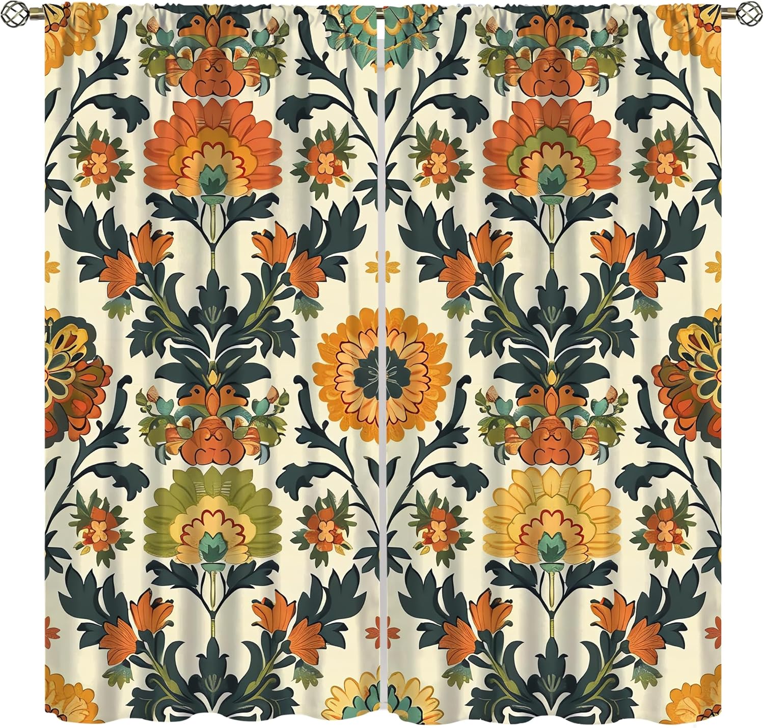 Home Textiles Luxury Curtains - Tirai Motif Bunga Mewah Poliester Dekoratif