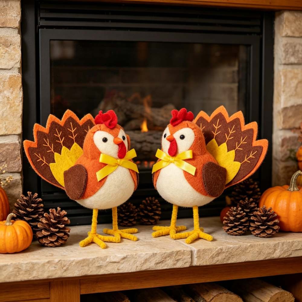 Home Textiles Turkey - Patung-patung Kalkun Thanksgiving, Dekorasi Burung, Ornamen