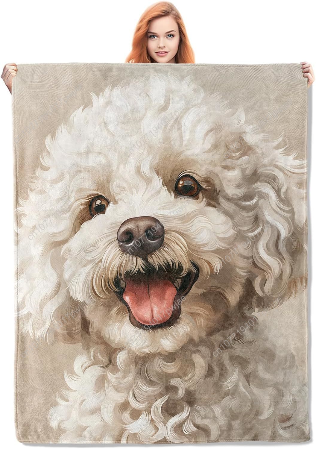Home Textiles & Furnishings - Selimut Potret Poodle yang Menyenangkan Desain