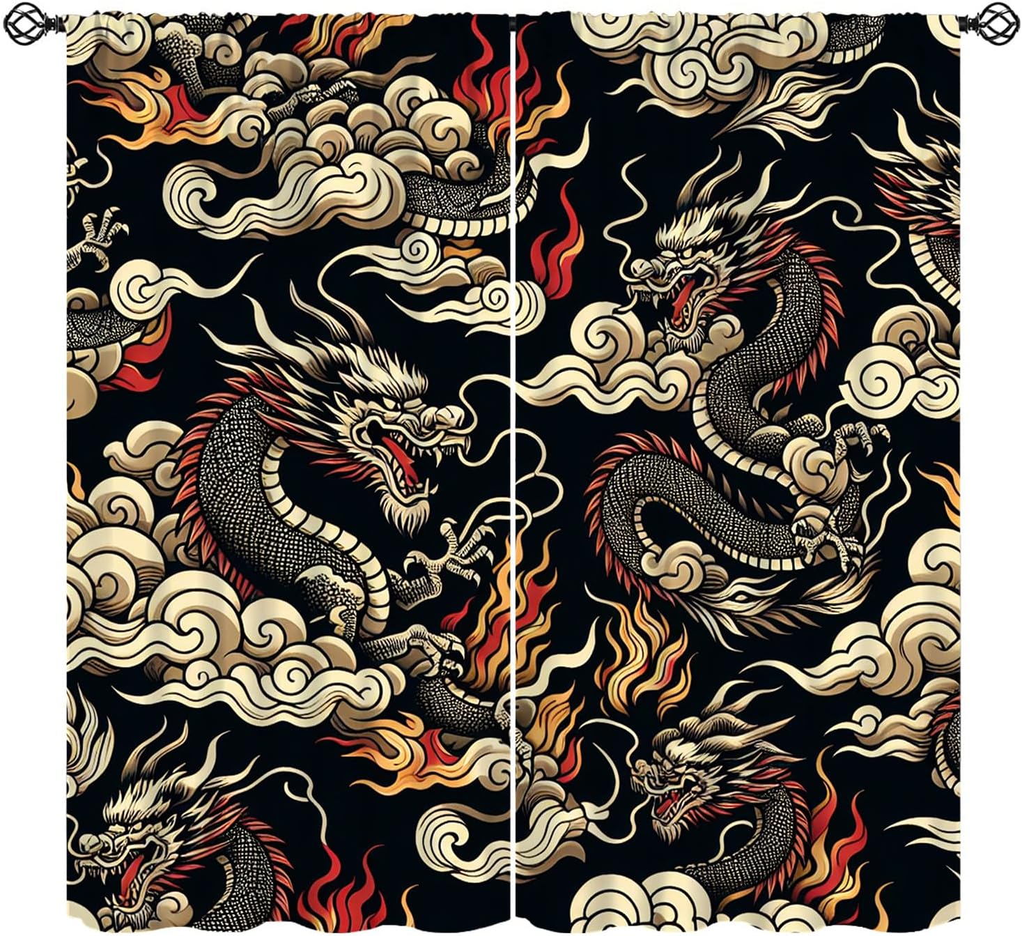 Home Textiles Luxury Curtains - Tirai Naga Asia Mewah Latar Belakang