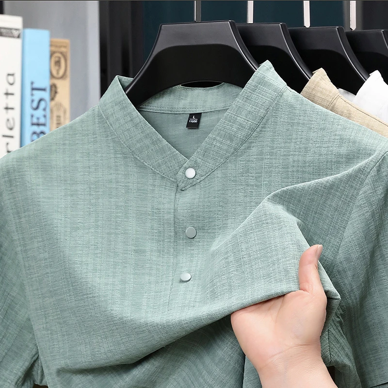 Kemeja Pria Kerah Tegak Seteng - Textiles For Home ulasan dan harga