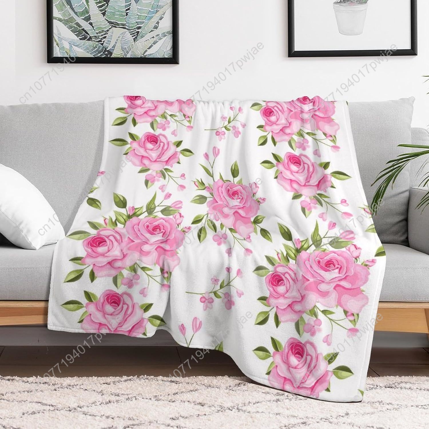Selimut Bunga Merah Muda Dekor - Home Textiles & Furnishings ulasan dan harga