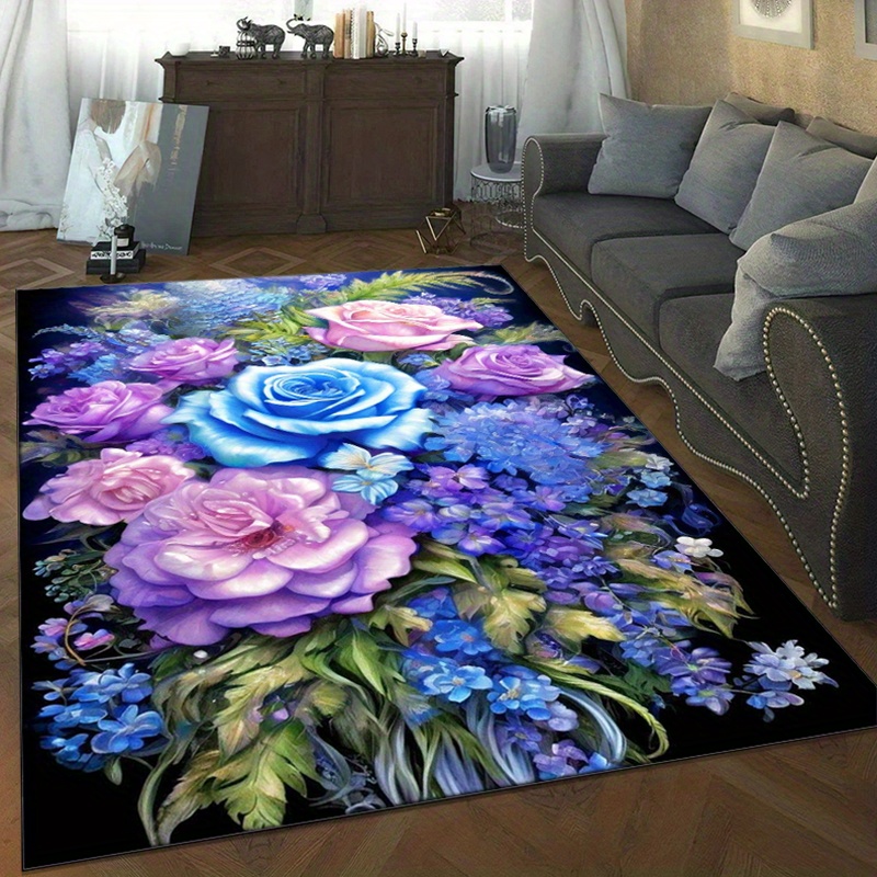 Karpet bunga dengan mawar biru - Home Textiles And Furnishing ulasan dan harga