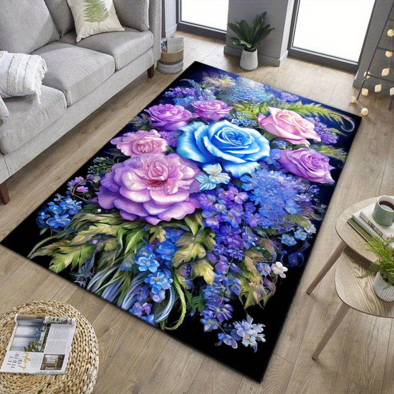 Karpet bunga dengan mawar biru - Home Textiles And Furnishing ulasan dan harga