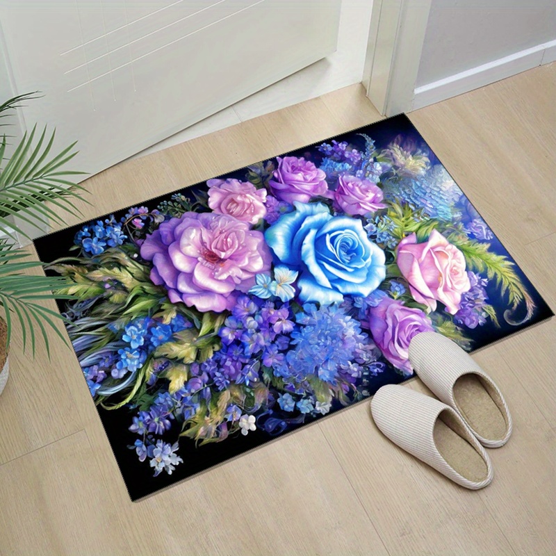 Karpet bunga dengan mawar biru - Home Textiles And Furnishing ulasan dan harga