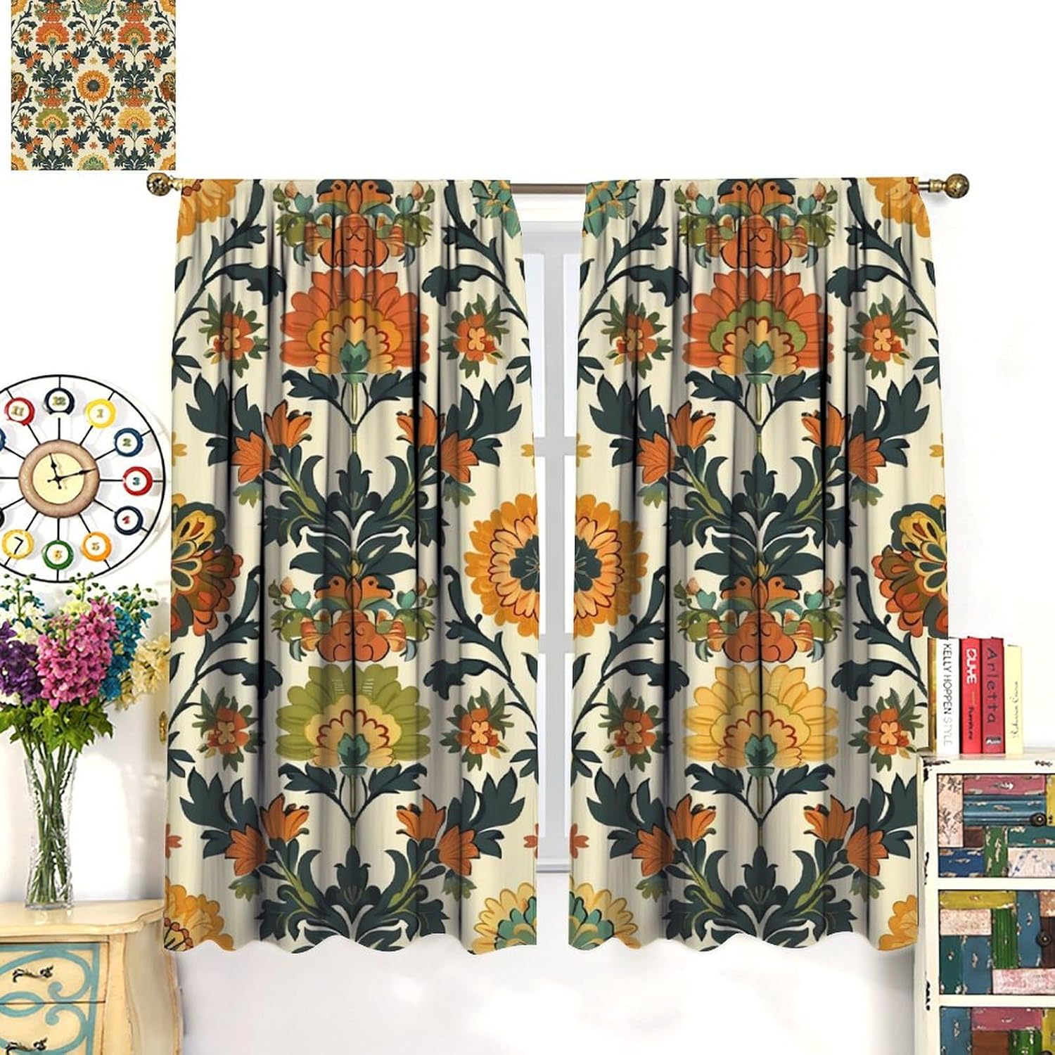 Tirai Motif Bunga Mewah Polies - Home Textiles Luxury Curtains ulasan dan harga