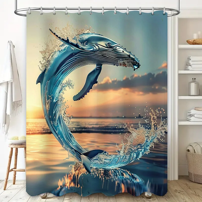 Tirai Mandi Gambar Paus Biru D - Home Textiles Luxury Curtains ulasan dan harga