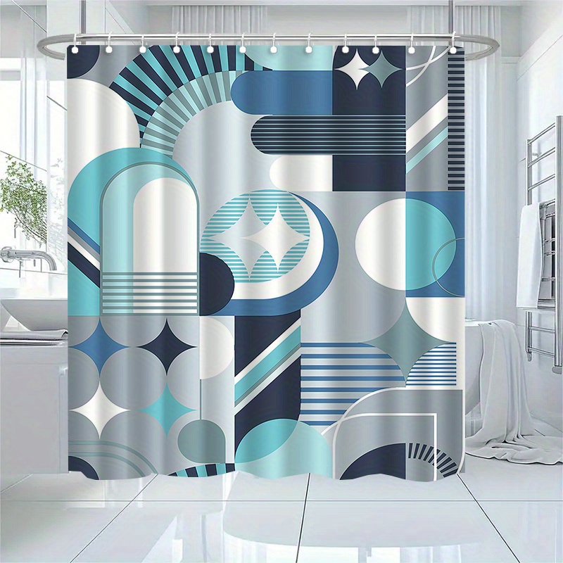 Tirai Mandi Pola Abstrak Biru  - Home Textiles Luxury Curtains ulasan dan harga