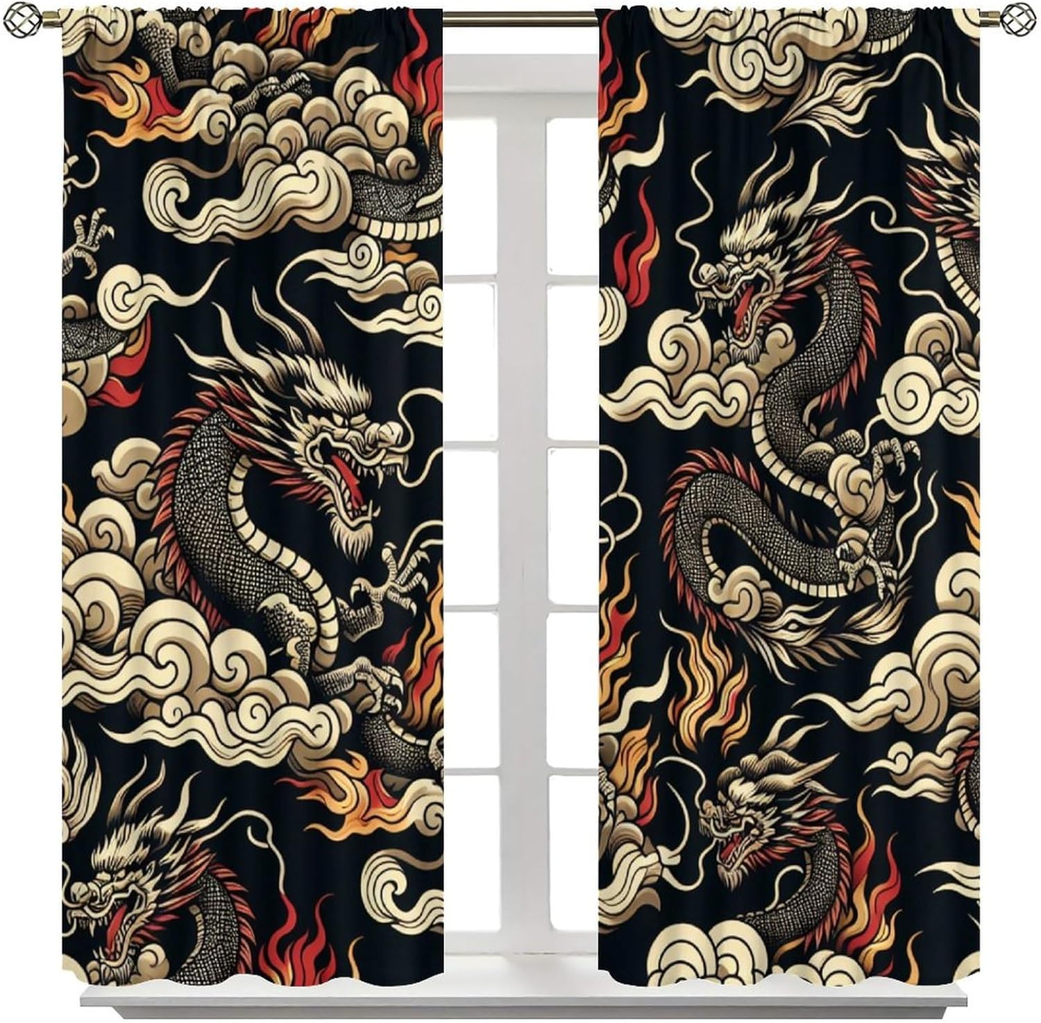 Tirai Naga Asia Mewah Latar Be - Home Textiles Luxury Curtains ulasan dan harga