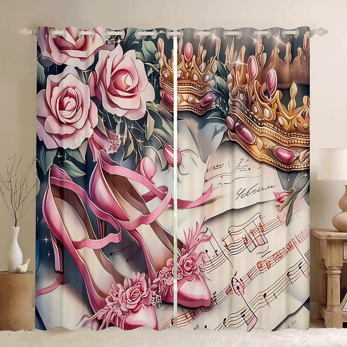Tirai Mandi Motif Mawar Merah  - Home Textiles Luxury Curtains ulasan dan harga
