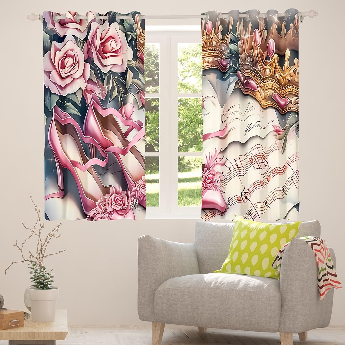 Tirai Mandi Motif Mawar Merah  - Home Textiles Luxury Curtains ulasan dan harga