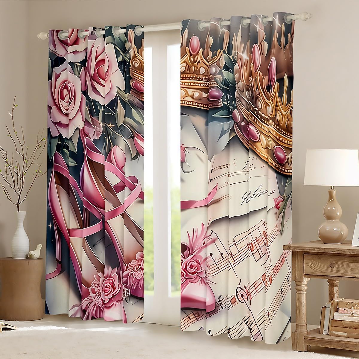Tirai Mandi Motif Mawar Merah  - Home Textiles Luxury Curtains ulasan dan harga
